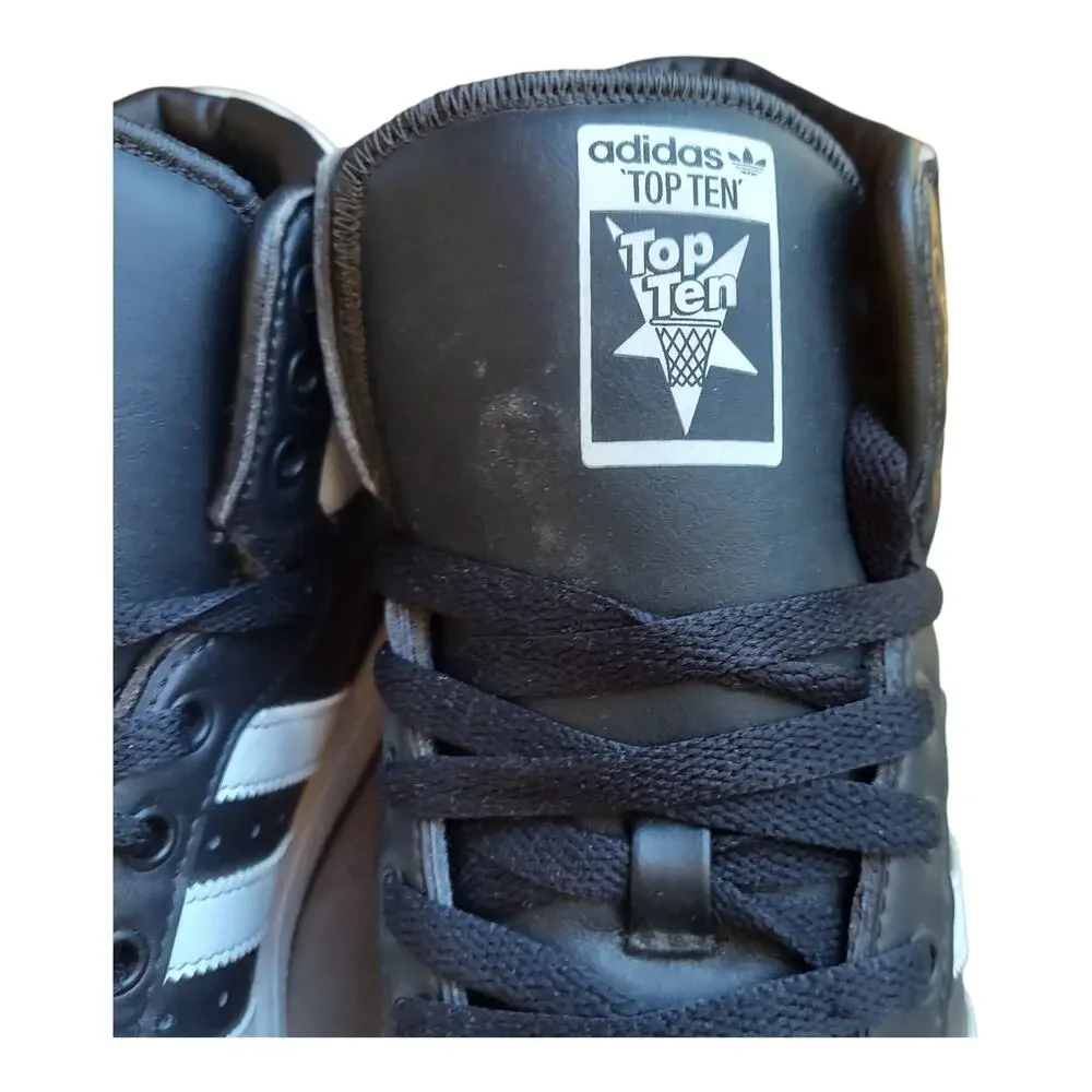 Adidas Top Ten Retro Black White Size 7 Men's Basketball Sneakers - Picture 8 of 10